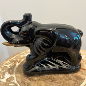 Vintage MCM Black Ceramic Elephant Figurine
